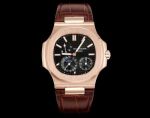 Patek Philippe Nautilus Women Cal.240PS 40mm Brown Leather Strap Rose Gold Case Watch